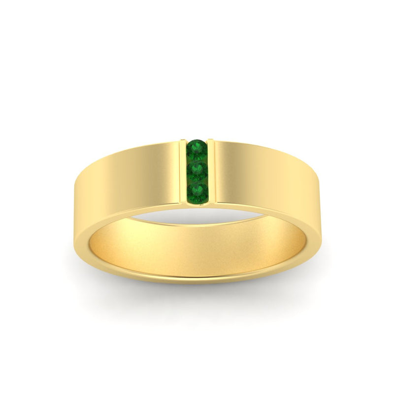 Men’s Three-Stone Flat Gemstone Band