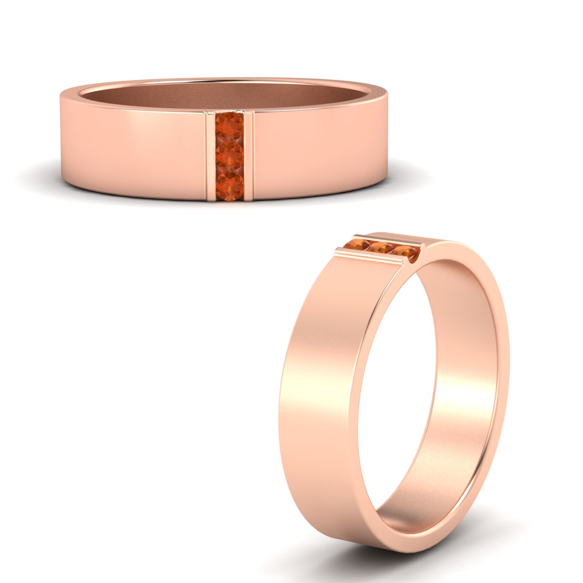 Men’s Three-Stone Flat Gemstone Band