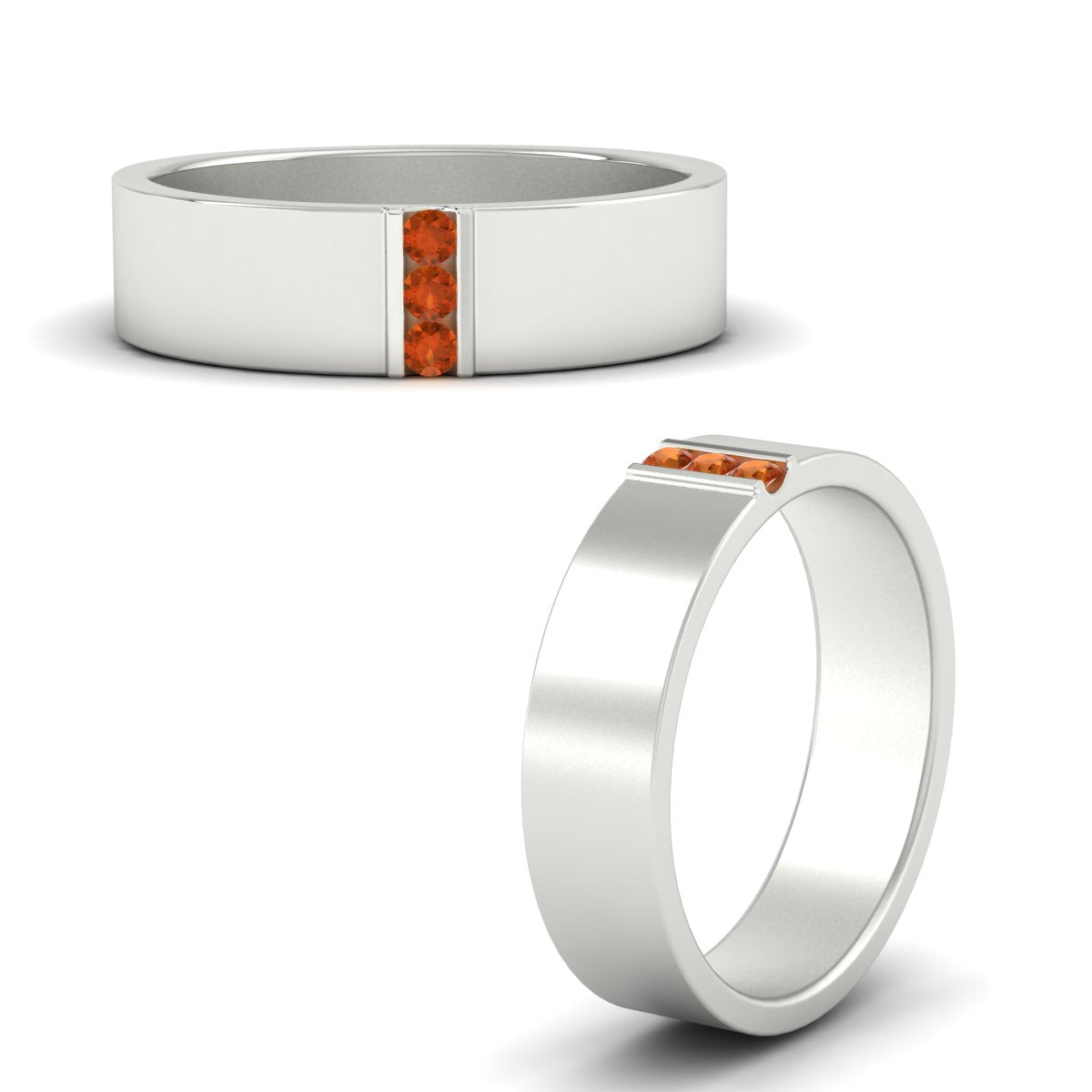 Men’s Three-Stone Flat Gemstone Band