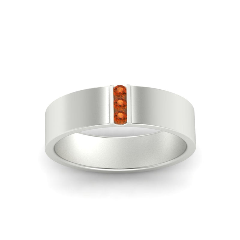 Men’s Three-Stone Flat Gemstone Band