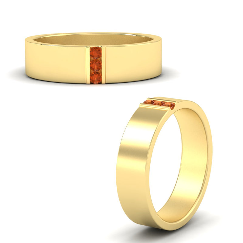 Men’s Three-Stone Flat Gemstone Band