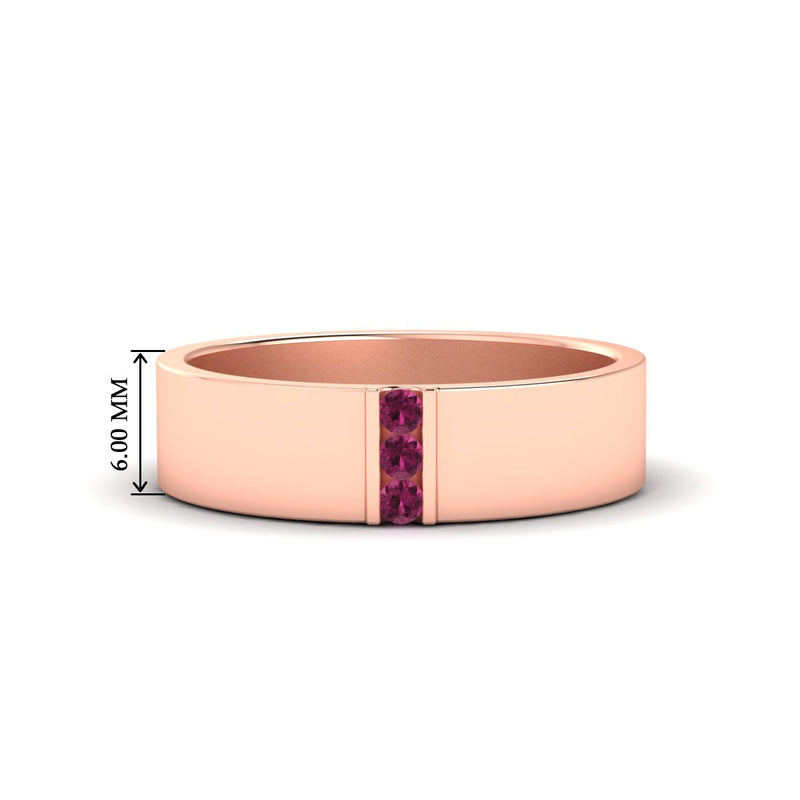 Men’s Three-Stone Flat Gemstone Band