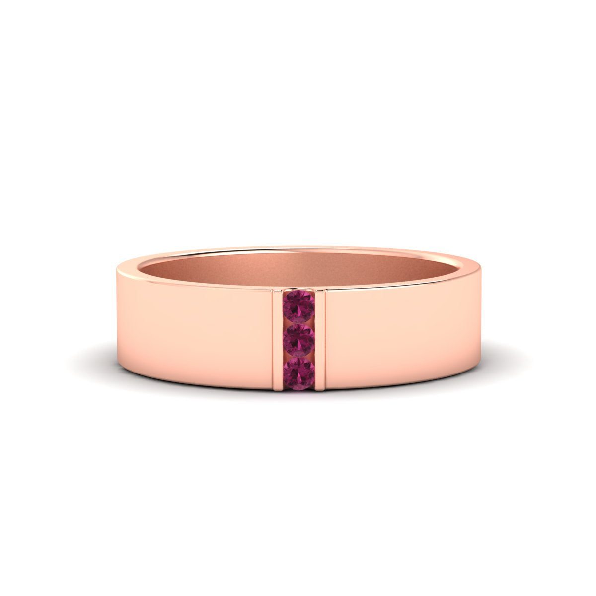 Men’s Three-Stone Flat Gemstone Band