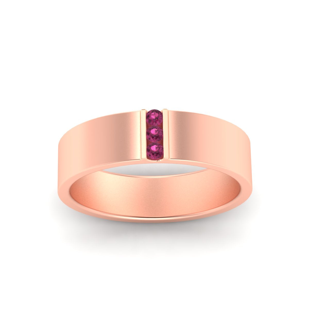Men’s Three-Stone Flat Gemstone Band