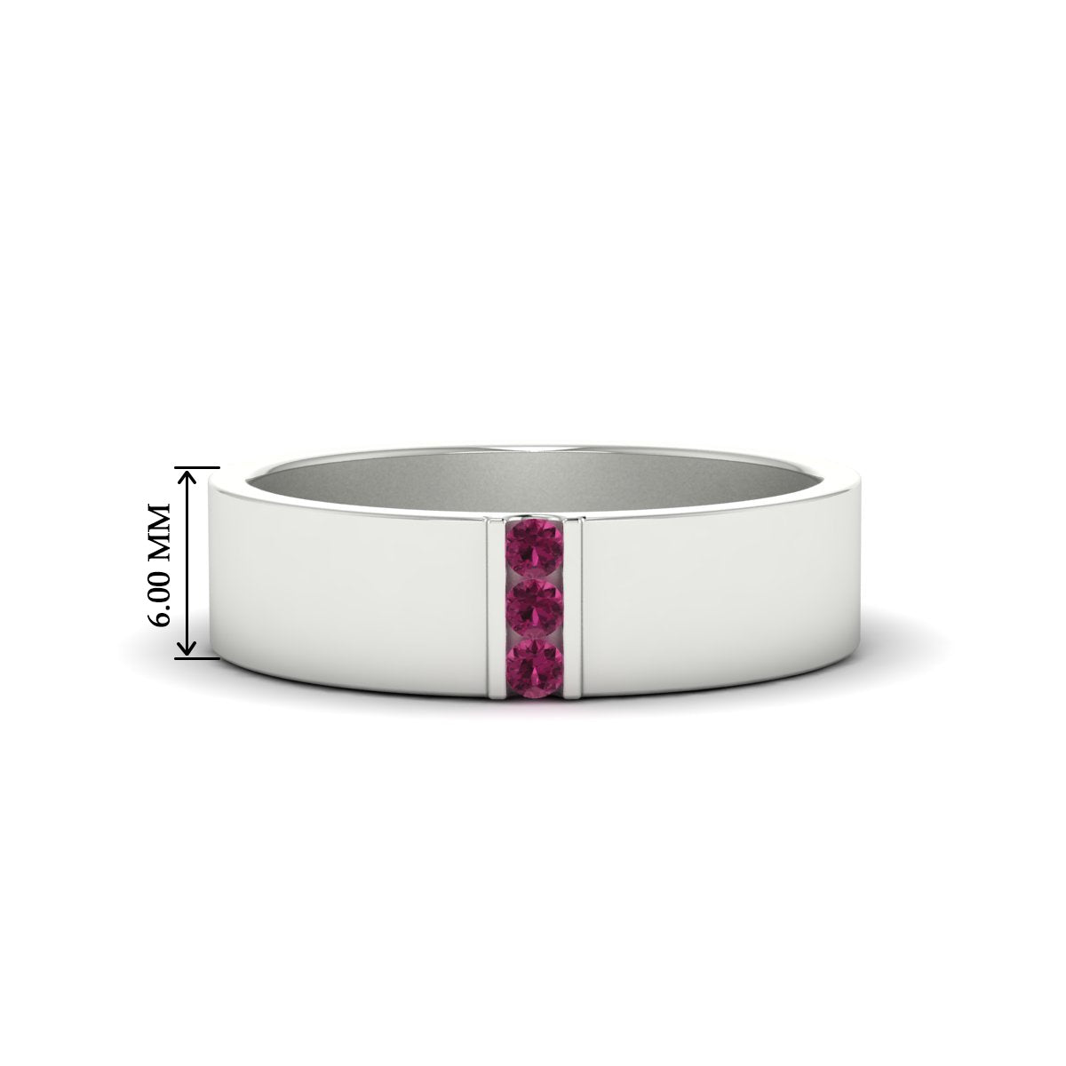 Men’s Three-Stone Flat Gemstone Band