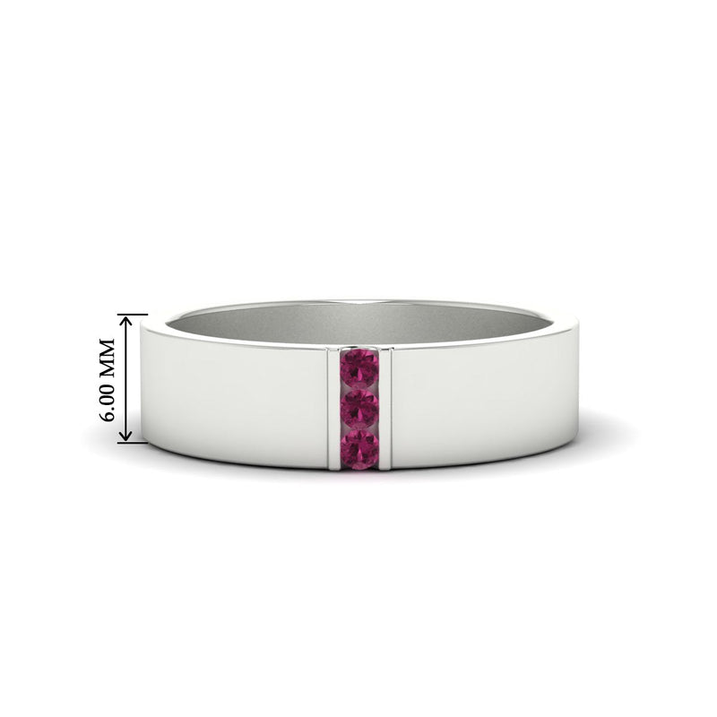 Men’s Three-Stone Flat Gemstone Band