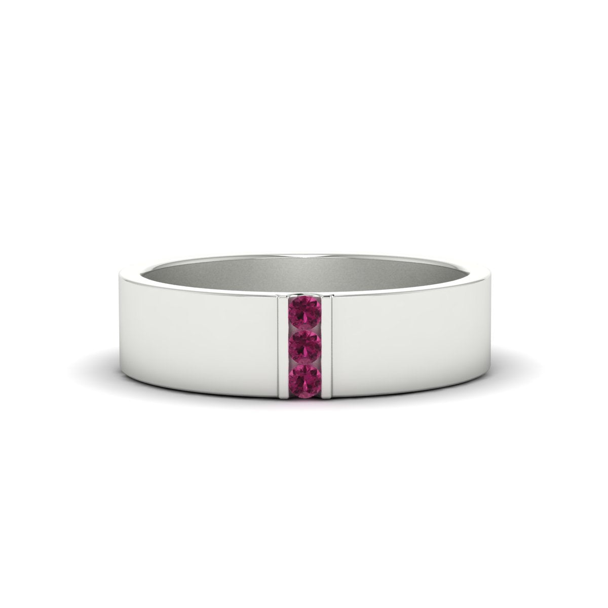 Men’s Three-Stone Flat Gemstone Band