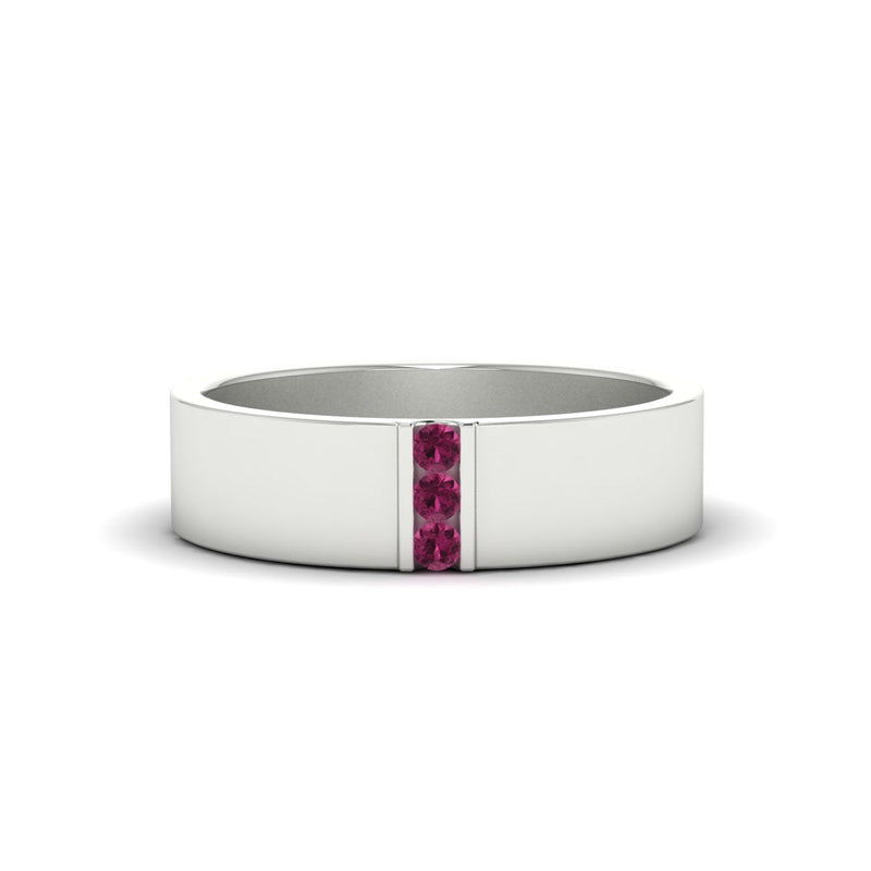 Men’s Three-Stone Flat Gemstone Band