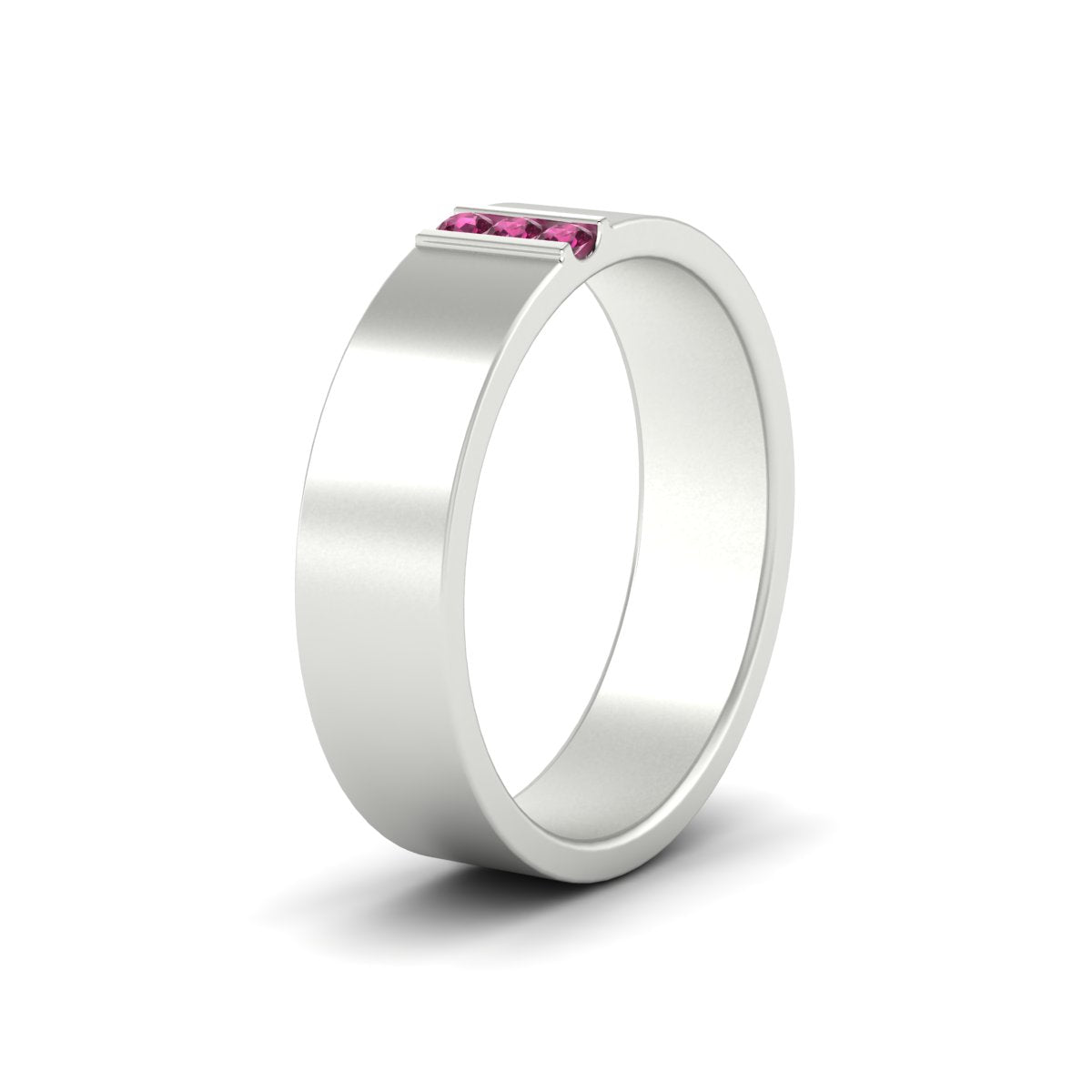 Men’s Three-Stone Flat Gemstone Band