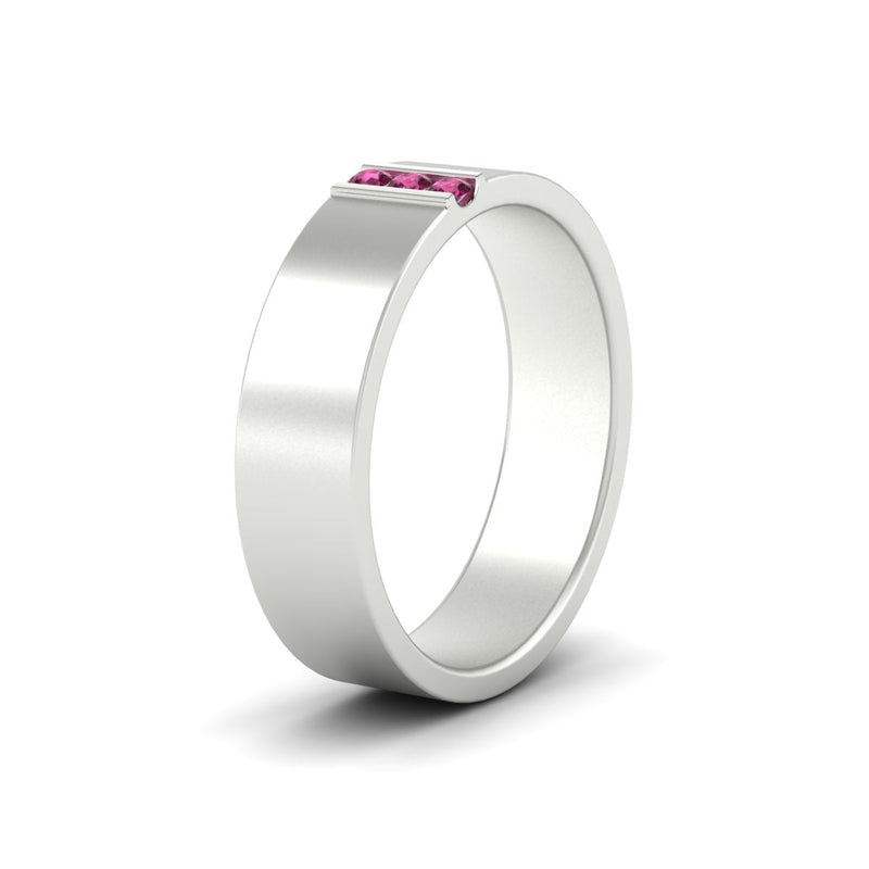 Men’s Three-Stone Flat Gemstone Band