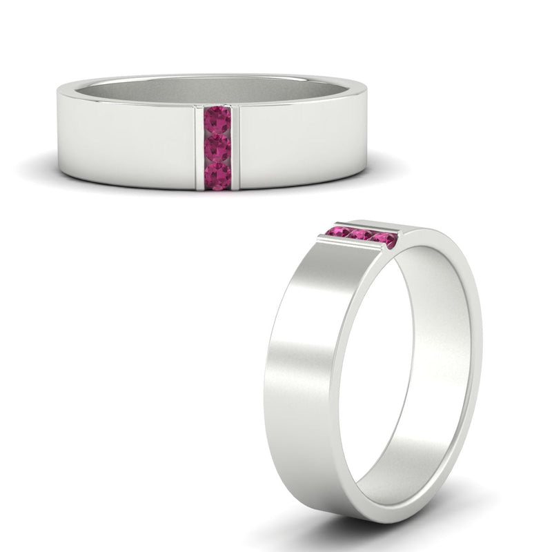 Men’s Three-Stone Flat Gemstone Band