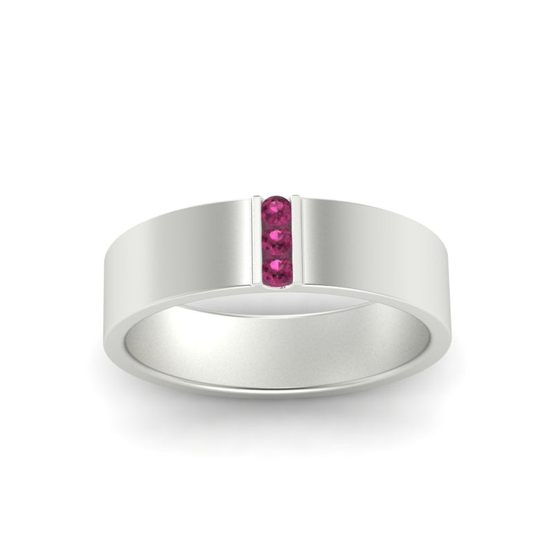 Men’s Three-Stone Flat Gemstone Band