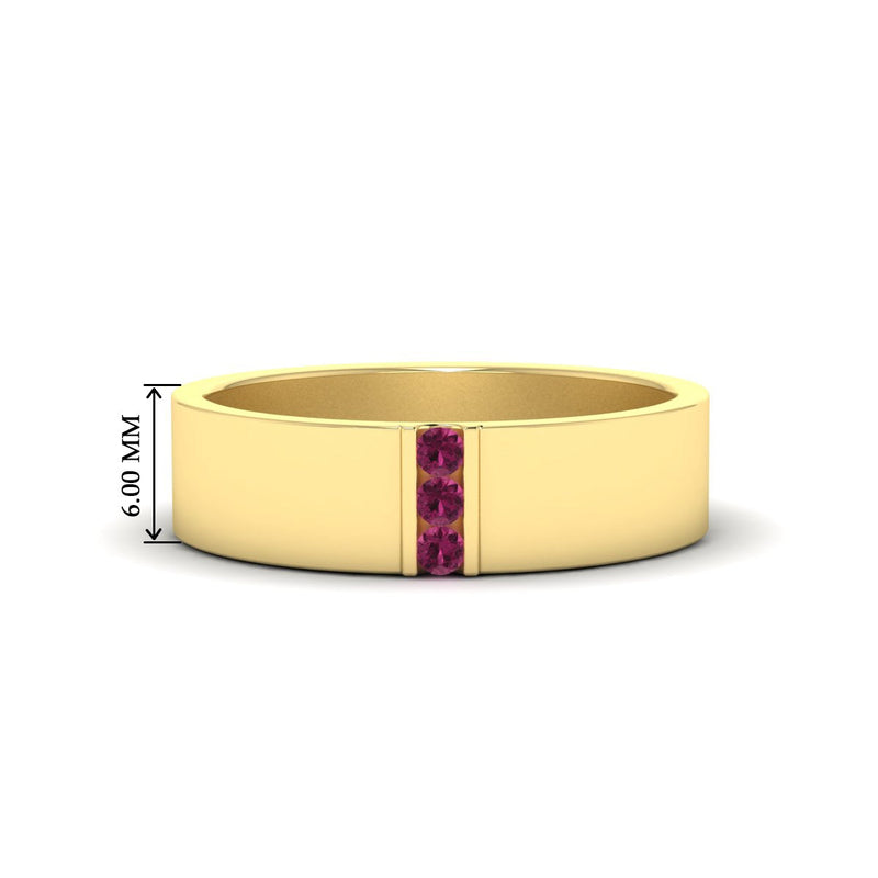 Men’s Three-Stone Flat Gemstone Band