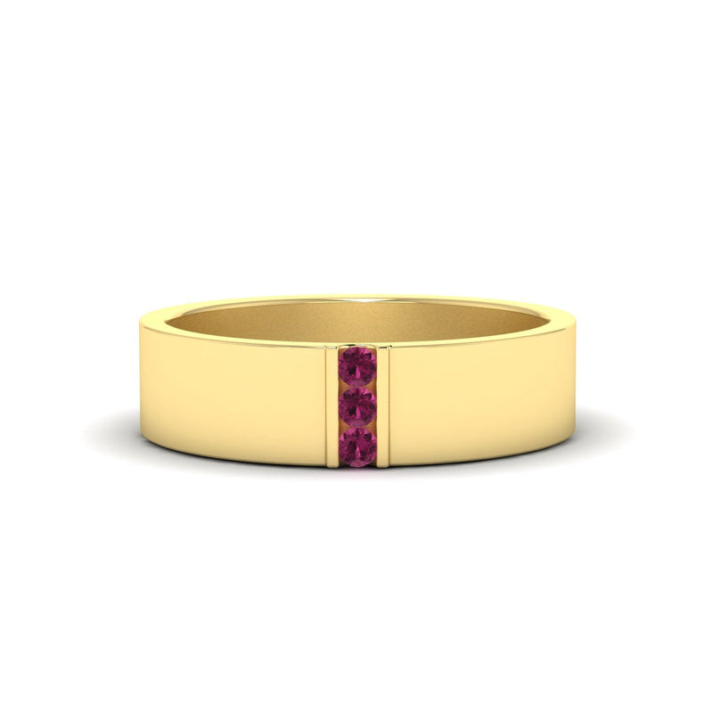 Men’s Three-Stone Flat Gemstone Band