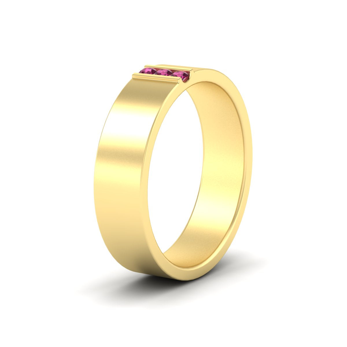 Men’s Three-Stone Flat Gemstone Band