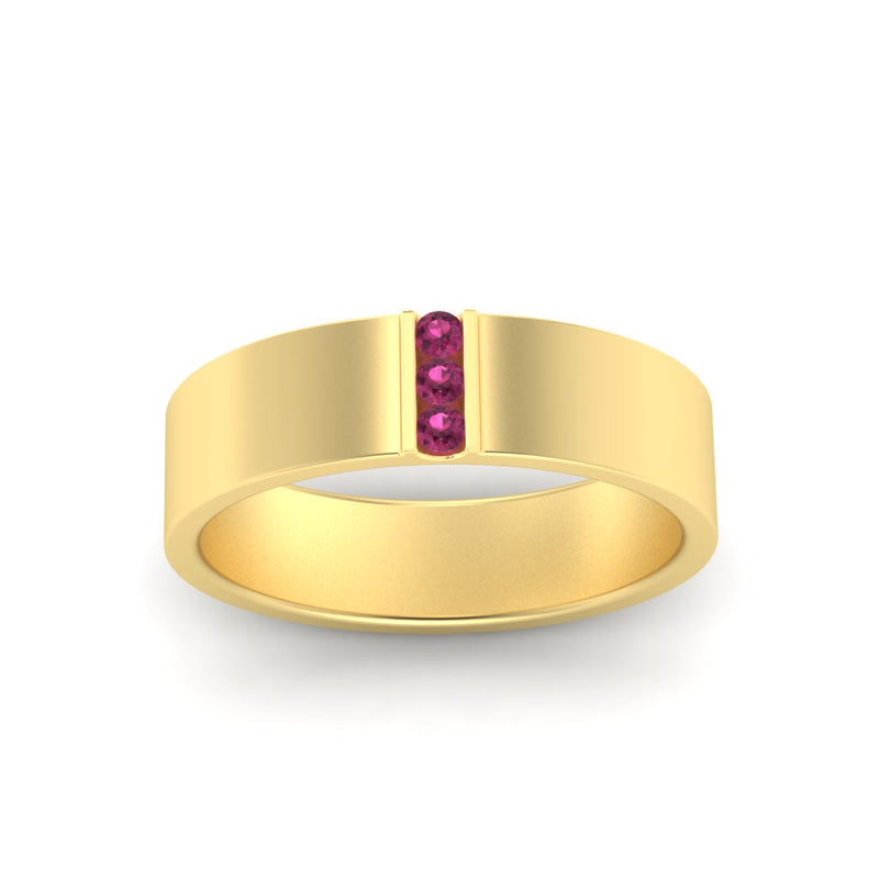 Men’s Three-Stone Flat Gemstone Band