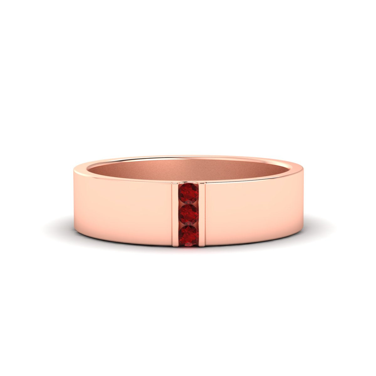 Men’s Three-Stone Flat Gemstone Band