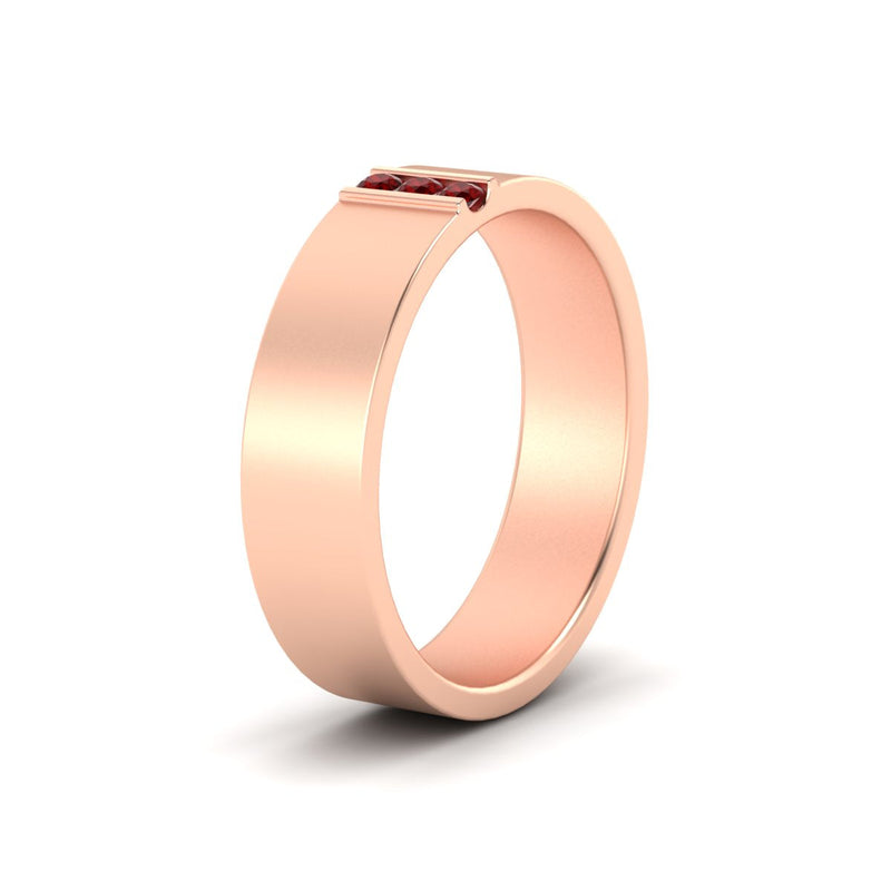 Men’s Three-Stone Flat Gemstone Band