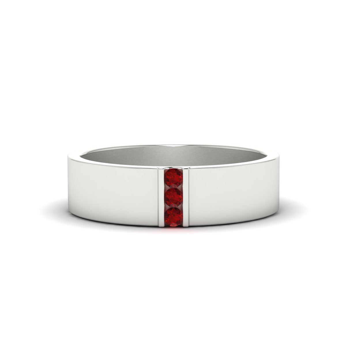 Men’s Three-Stone Flat Gemstone Band