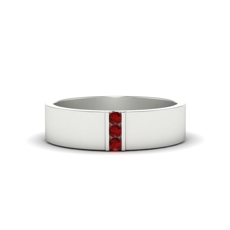 Men’s Three-Stone Flat Gemstone Band