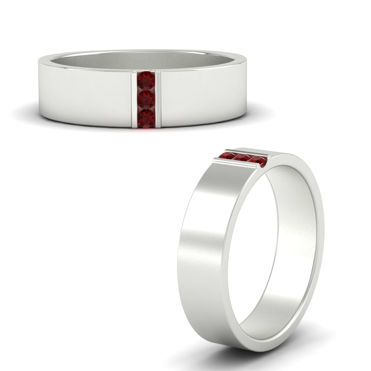 Men’s Three-Stone Flat Gemstone Band