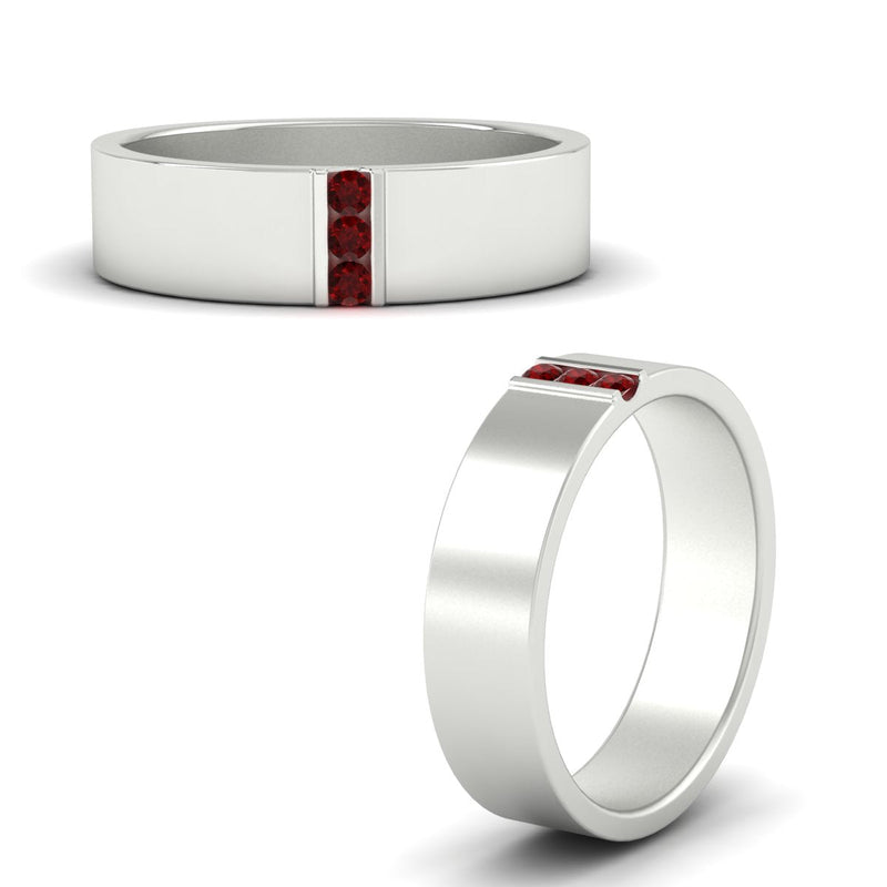 Men’s Three-Stone Flat Gemstone Band