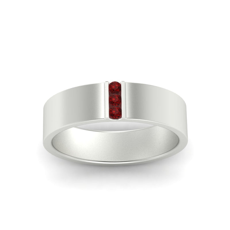 Men’s Three-Stone Flat Gemstone Band