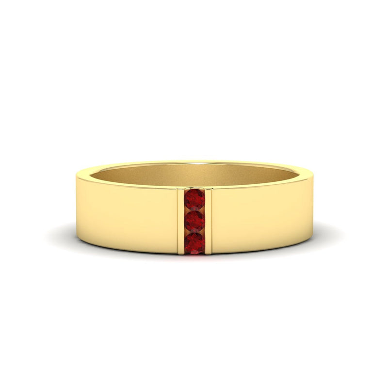 Men’s Three-Stone Flat Gemstone Band