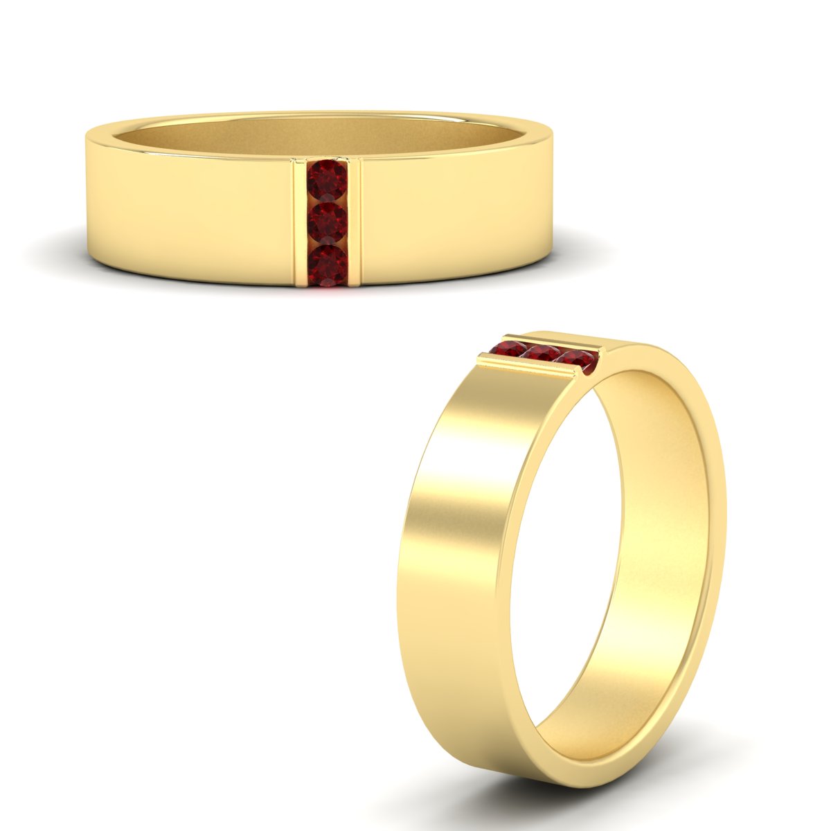 Men’s Three-Stone Flat Gemstone Band