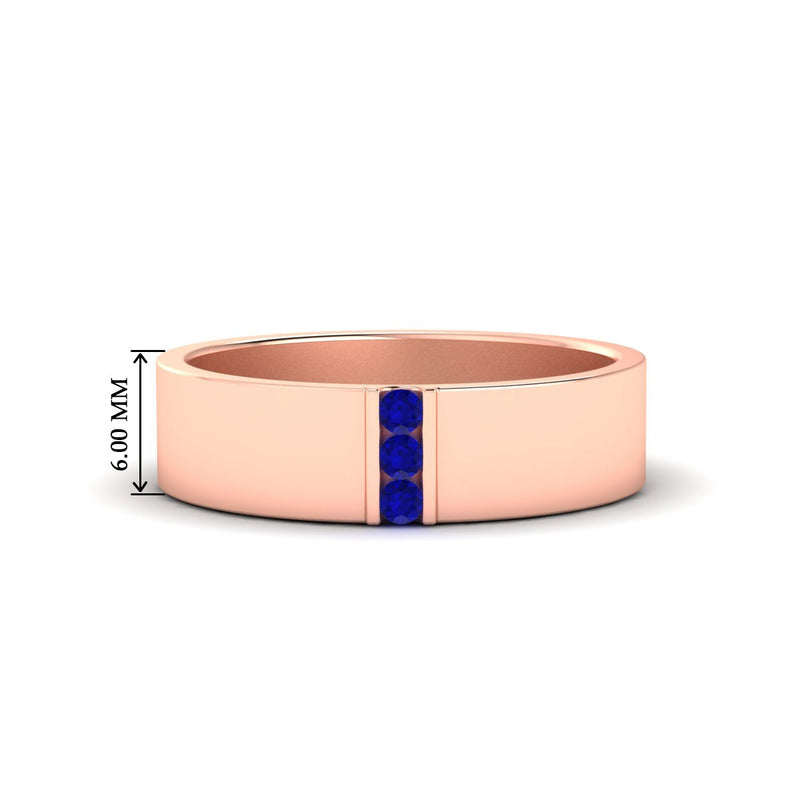 Men’s Three-Stone Flat Gemstone Band