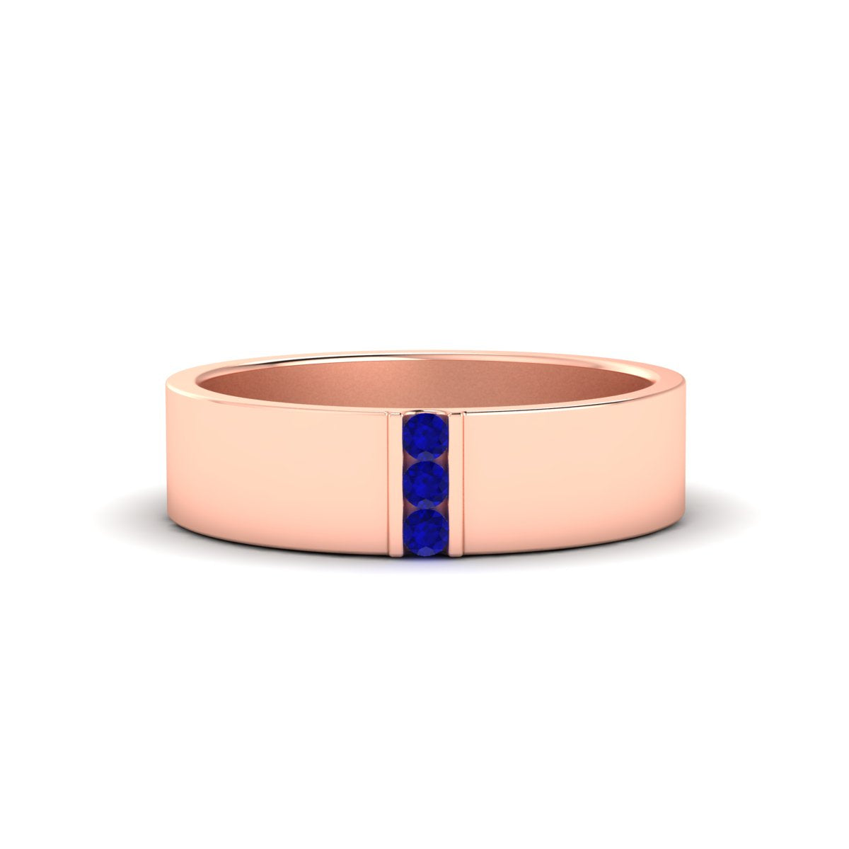 Men’s Three-Stone Flat Gemstone Band