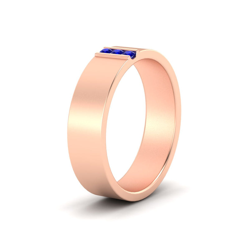 Men’s Three-Stone Flat Gemstone Band