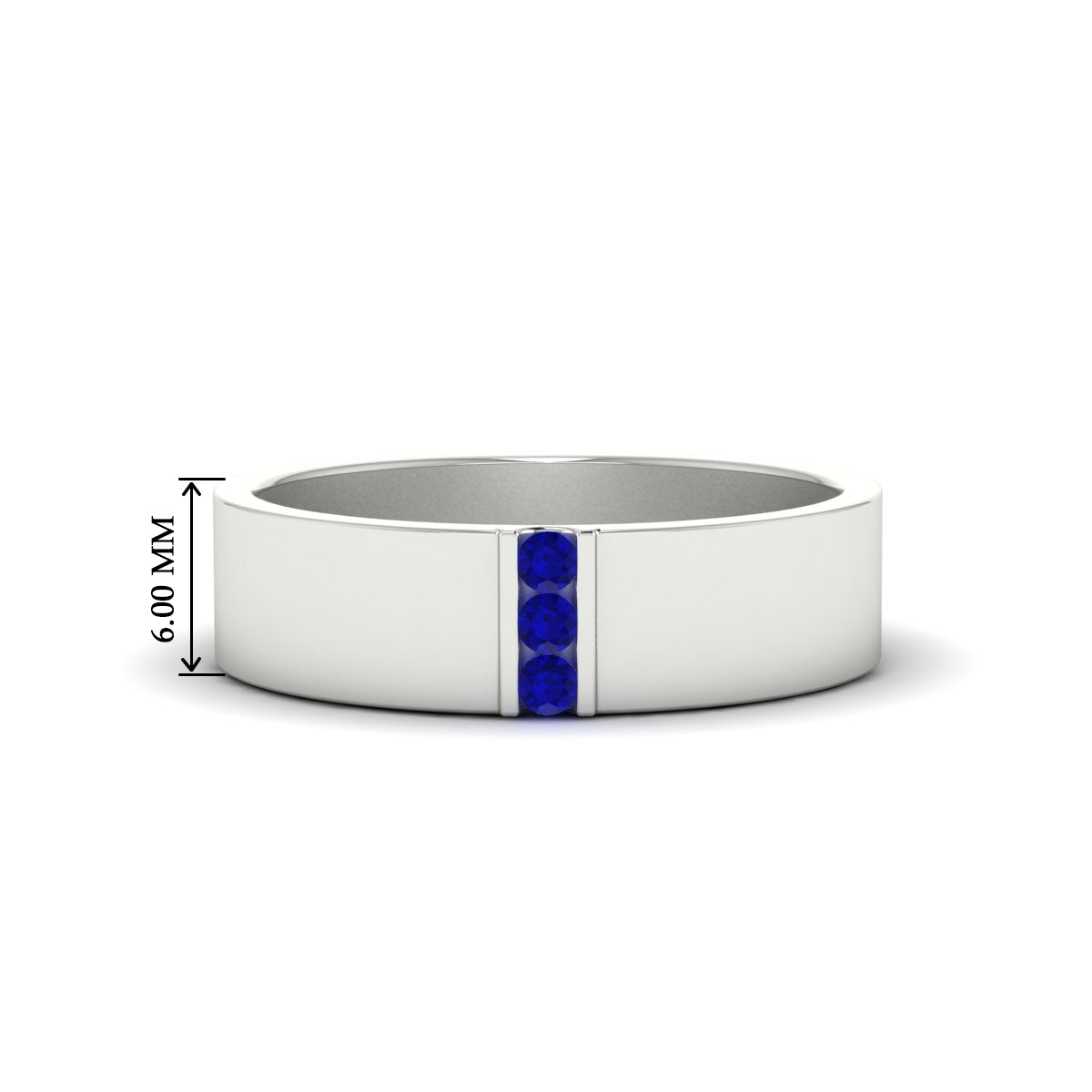 Men’s Three-Stone Flat Gemstone Band
