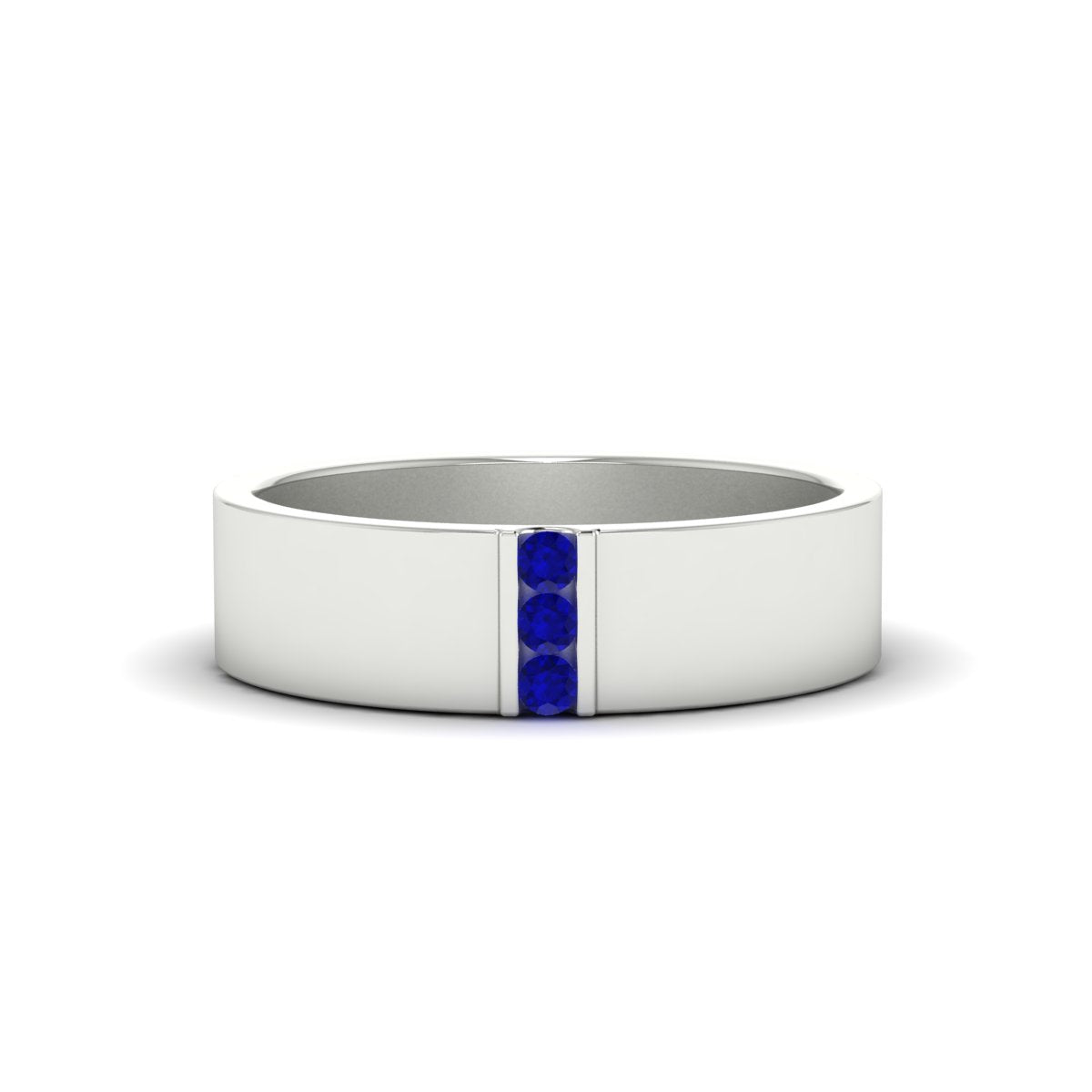 Men’s Three-Stone Flat Gemstone Band