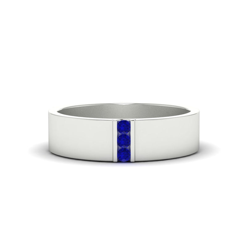 Men’s Three-Stone Flat Gemstone Band