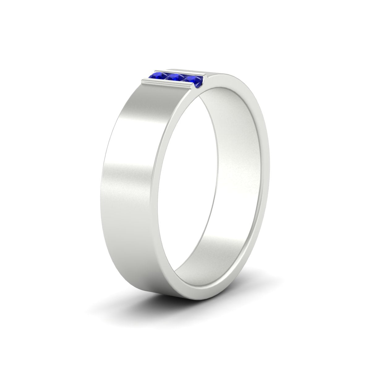 Men’s Three-Stone Flat Gemstone Band