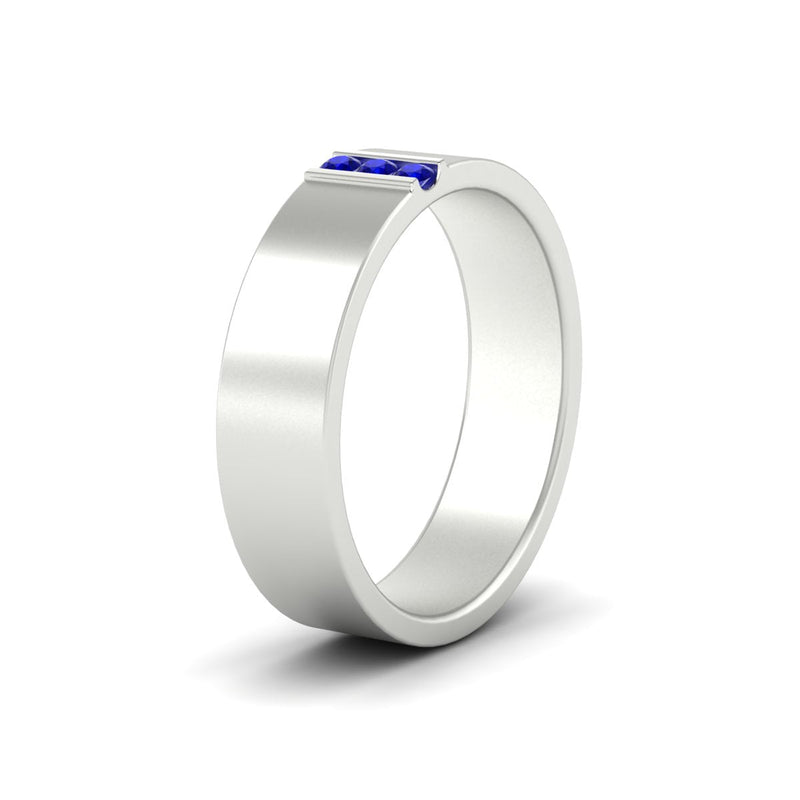 Men’s Three-Stone Flat Gemstone Band