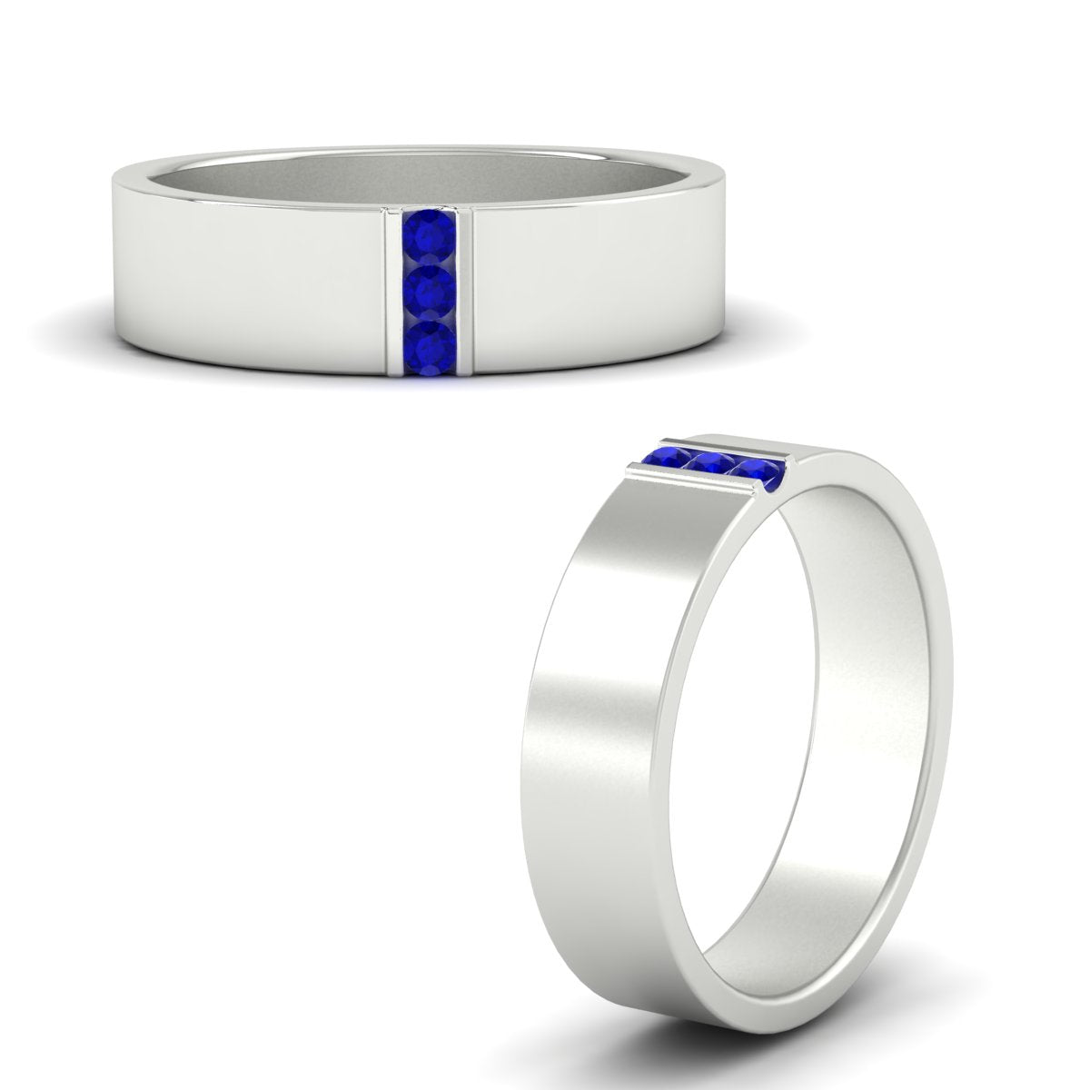 Men’s Three-Stone Flat Gemstone Band