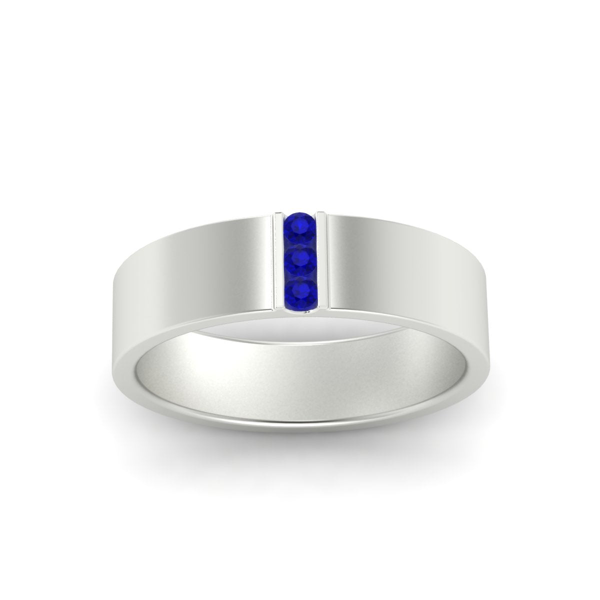 Men’s Three-Stone Flat Gemstone Band