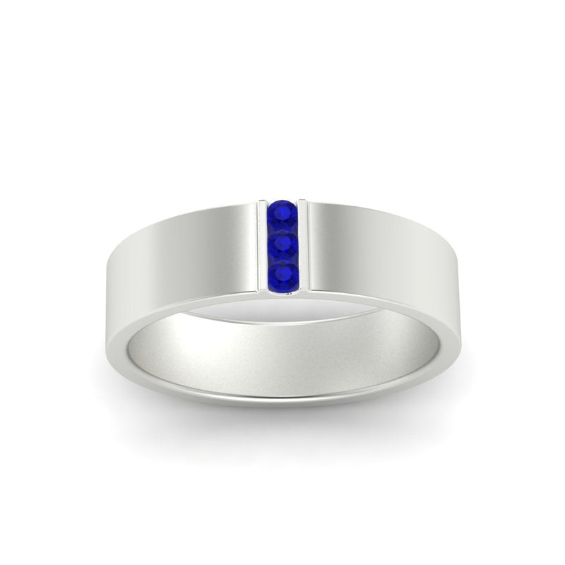 Men’s Three-Stone Flat Gemstone Band