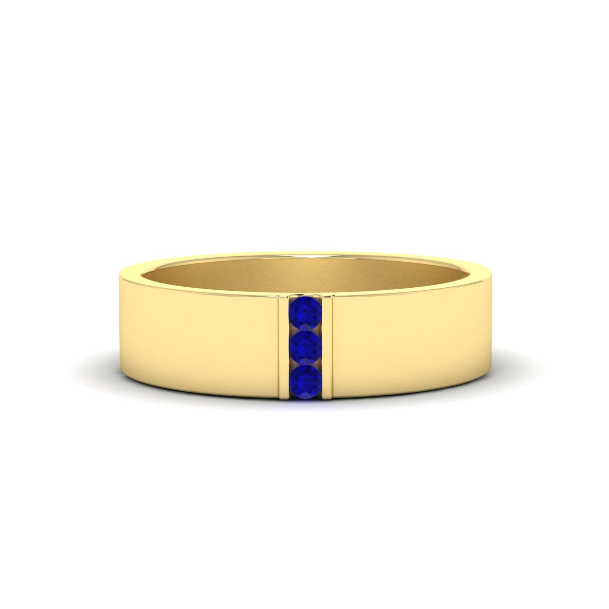 Men’s Three-Stone Flat Gemstone Band