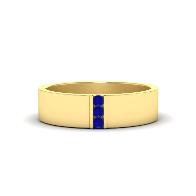 Men’s Three-Stone Flat Gemstone Band