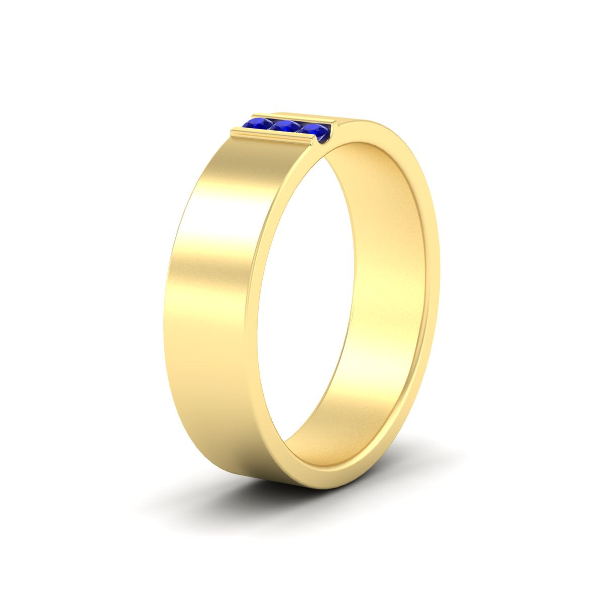Men’s Three-Stone Flat Gemstone Band