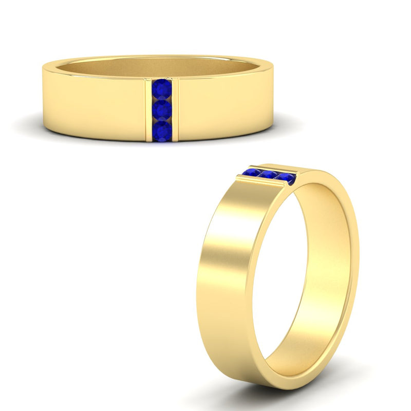 Men’s Three-Stone Flat Gemstone Band
