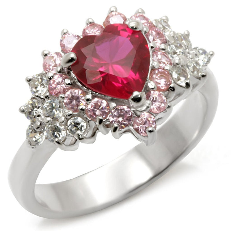 35701 - High-Polished 925 Sterling Silver Ring with Synthetic Garnet