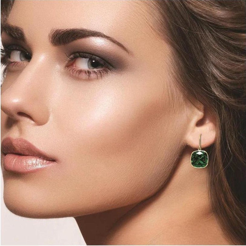 2 Pair Pack: 9.00 CTW Cushion Cut Created Blue Sapphire & Emerald Drop