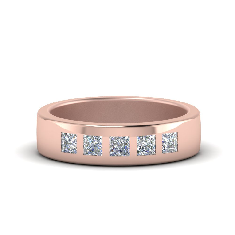 Men’s Flat Flush-Set Diamond Wedding Band