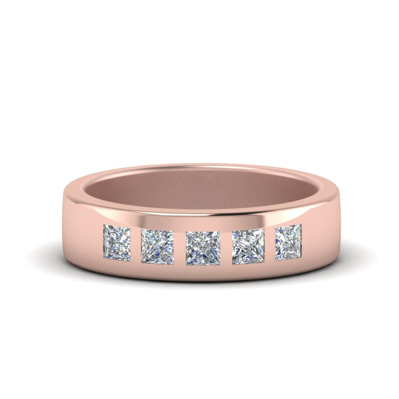 Men’s Flat Flush-Set Diamond Wedding Band