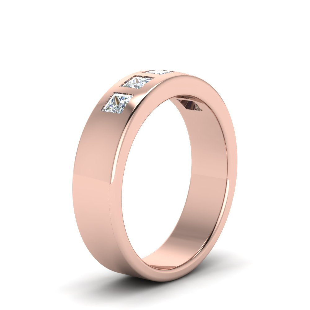 Men’s Flat Flush-Set Diamond Wedding Band