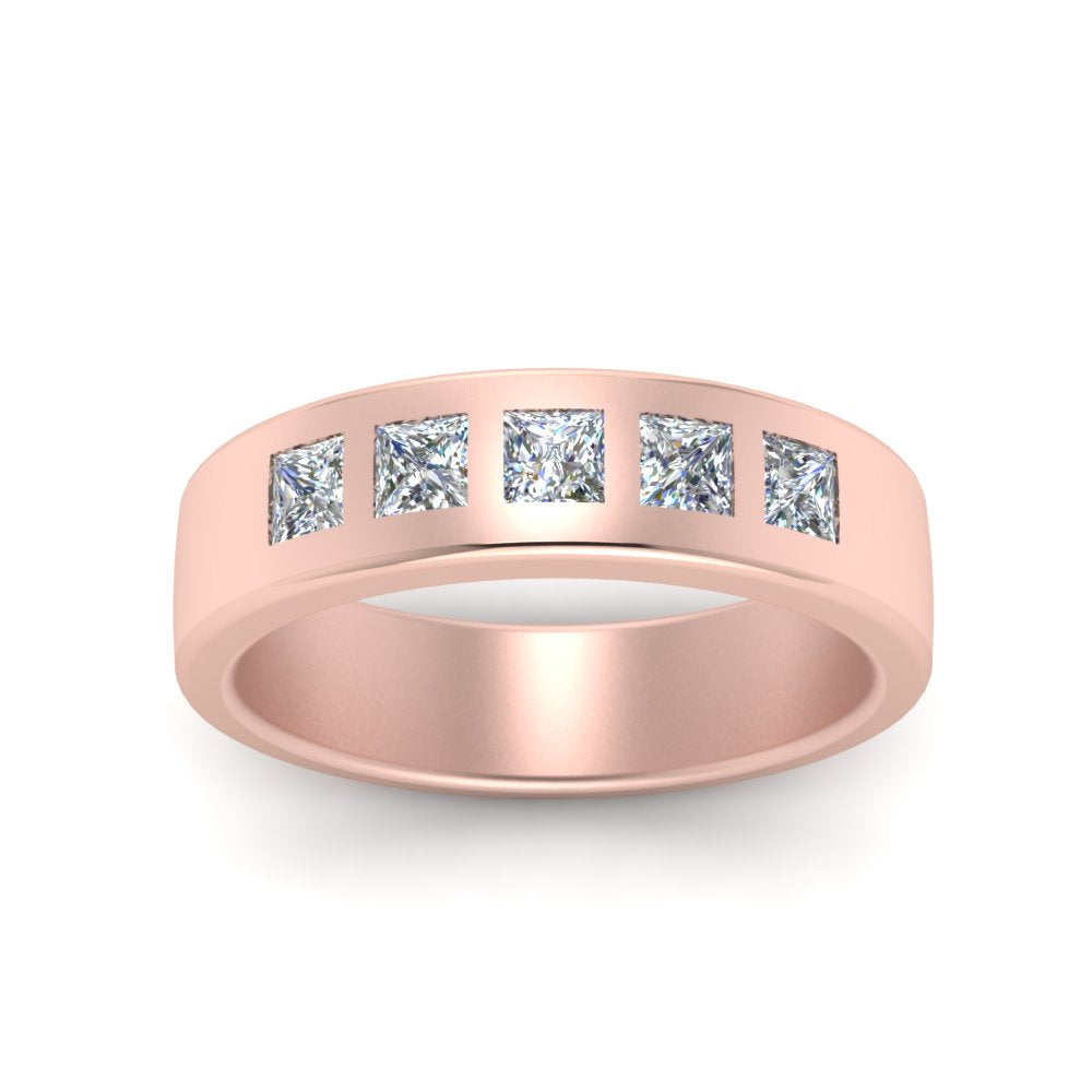 Men’s Flat Flush-Set Diamond Wedding Band